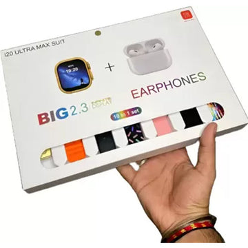 i20 Ultra Max Suit Smart watch with 7 in 1 Straps & Free Airpods